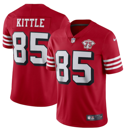 Men's San Francisco 49ers #85 George Kittle 2021 Scarlet 75th Anniversary Vapor Untouchable Alternate Stitched NFL Jersey